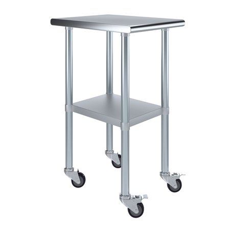 AMGOOD 24x18 Rolling Prep Table with Stainless Steel Top AMG WT-2418-WHEELS